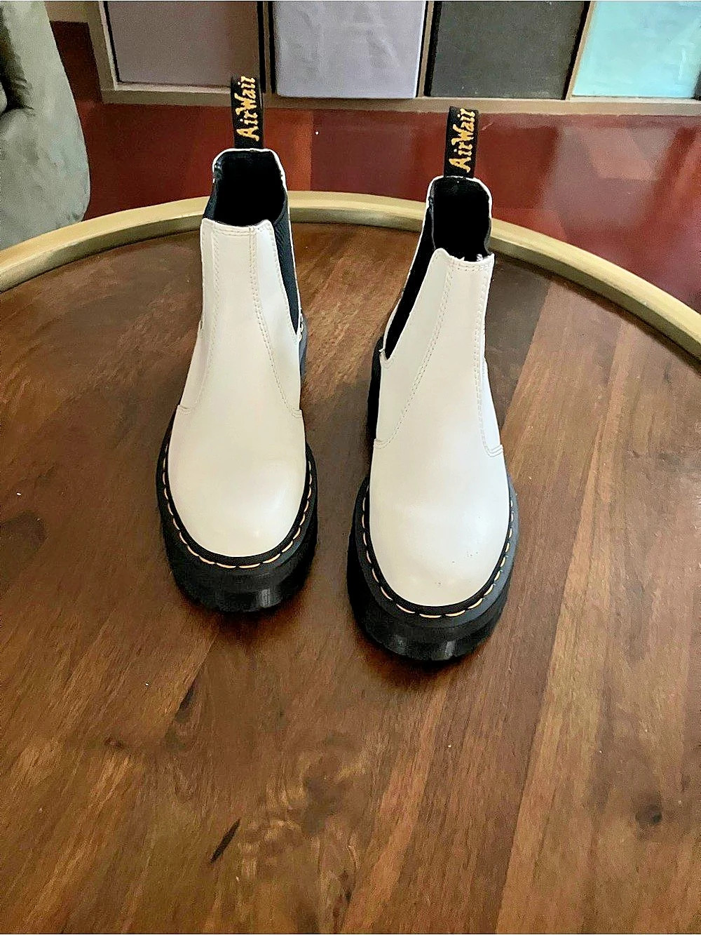 Dr. Martens 2976 Quad Platform Chelsea Boots US 7 White & Black